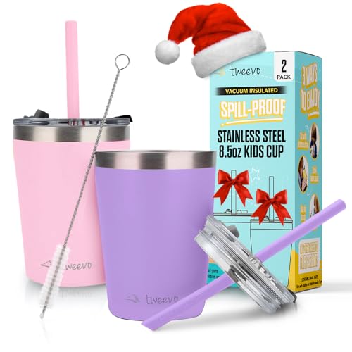 Kids Stainless Steel Tumblers with Spill-Proof Lids