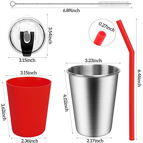 Kids 5-Pack Stainless Steel Straw Cups with Silicone Sleeves