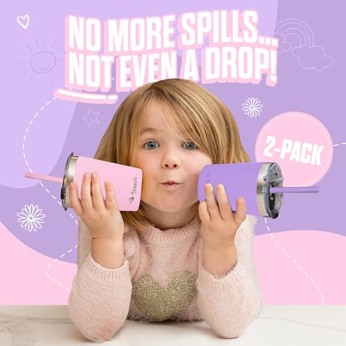 Kids Stainless Steel Tumblers with Spill-Proof Lids