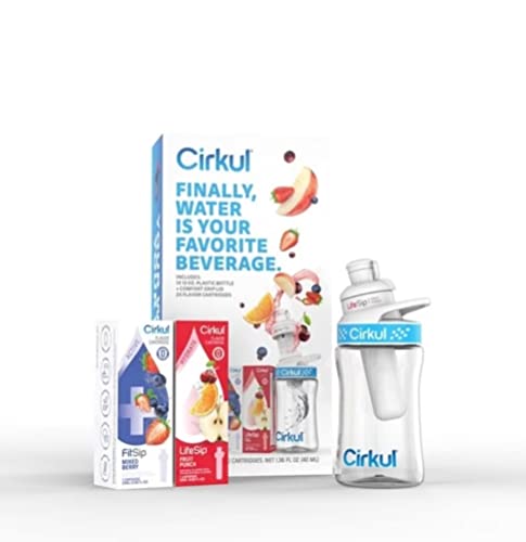 Cirkul 12 oz Water Bottle with 2 Flavor Cartridges