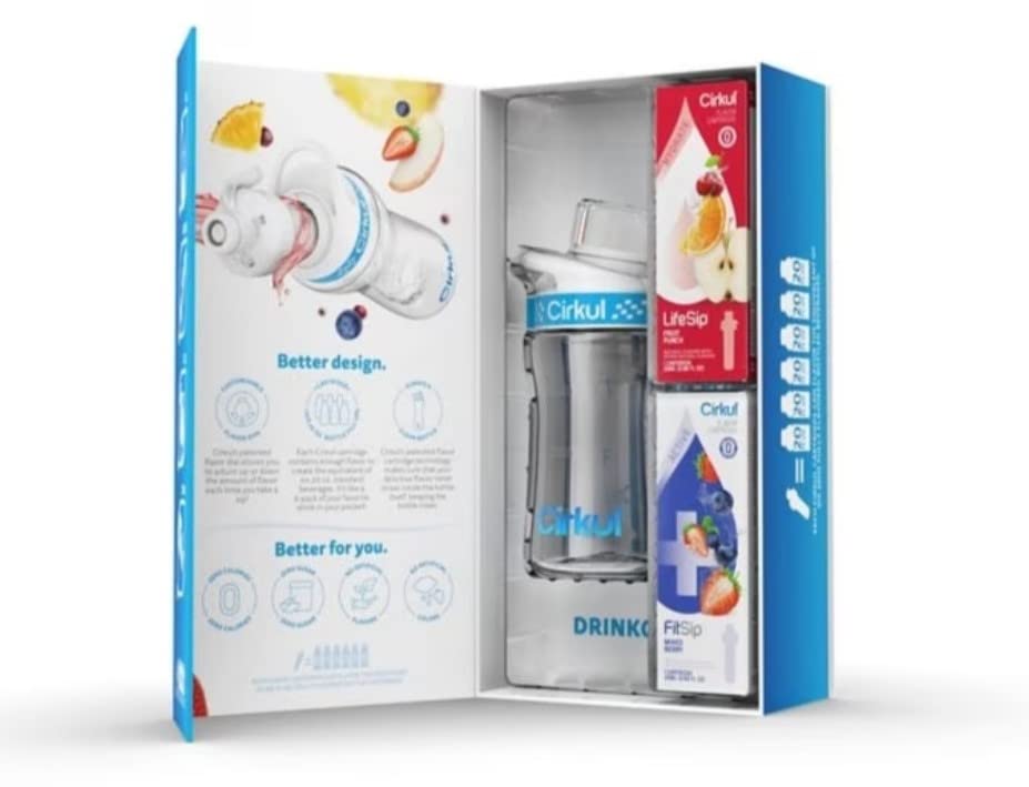 Cirkul 12 oz Water Bottle with 2 Flavor Cartridges