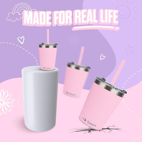 Kids Stainless Steel Tumblers with Spill-Proof Lids