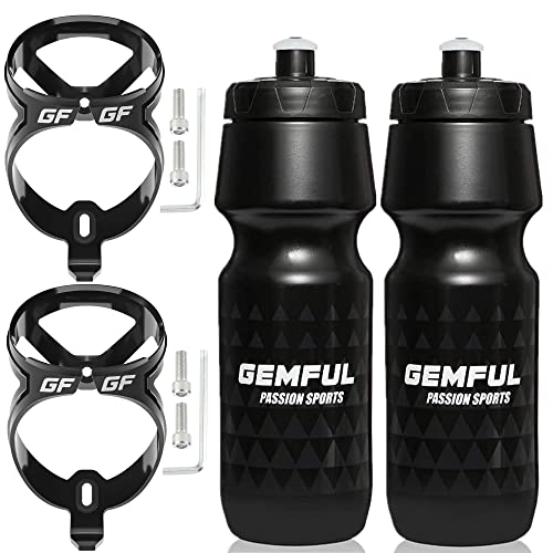 GEMFUL 750ml Bike Water Bottles with Holder - 2 Pack