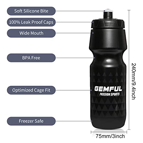 GEMFUL 750ml Bike Water Bottles with Holder - 2 Pack