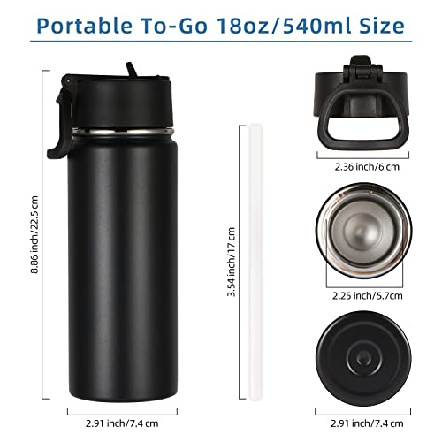 18oz Kids Insulated Water Bottle with Straw Lid