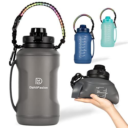 Collapsible Water Bottle with Straw - Half Gallon