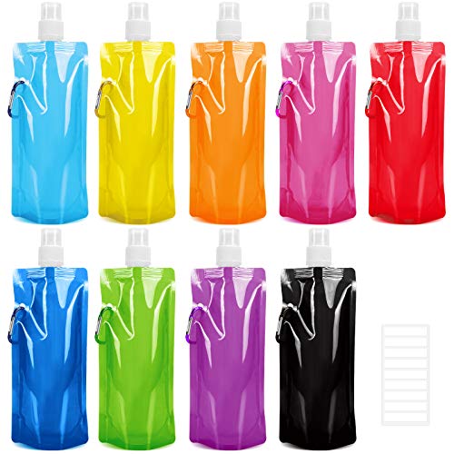 9-pack Collapsible Water Bottles for Sports and Travel