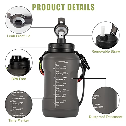 Collapsible Water Bottle with Straw - Half Gallon