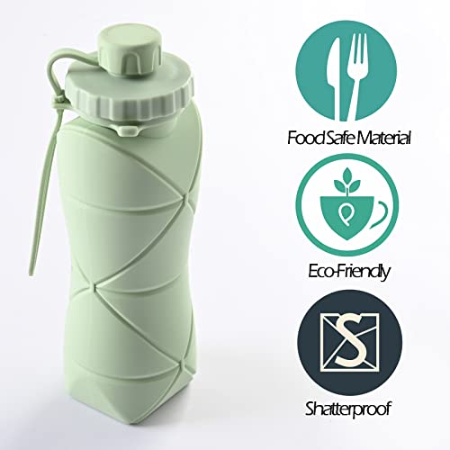 Silicone Collapsible Water Bottle, Easy-to-Carry, BPA Free, 20 oz