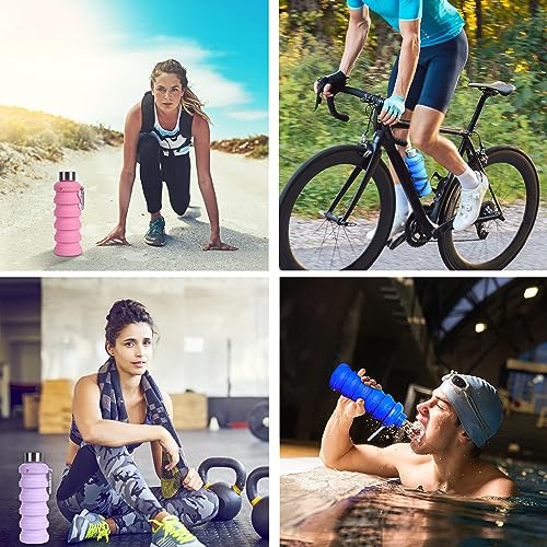 Collapsible Silicone Water Bottle, 17oz Lightweight Portable