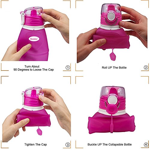 Kemier Collapsible Silicone Water Bottle - Pink