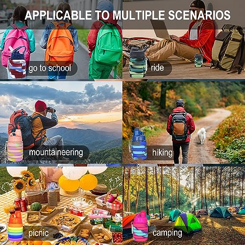 Silicone Collapsible Water Bottles, 16oz/500ml, Portable & Foldable