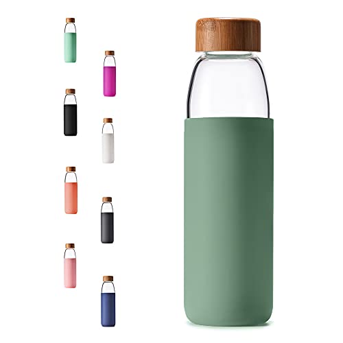 25oz Borosilicate Glass Water Bottle with Bamboo Lid