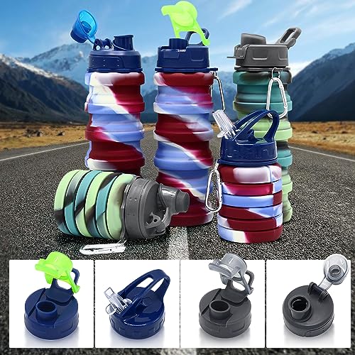 Silicone Collapsible Water Bottles, 16oz/500ml, Portable & Foldable