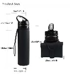 Collapsible 20oz Silicone Water Bottle for Cycling, Hiking