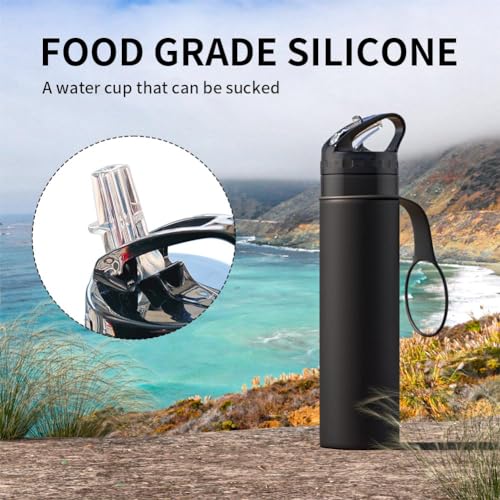 Collapsible 20oz Silicone Water Bottle for Cycling, Hiking