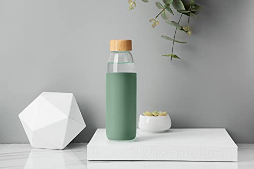 25oz Borosilicate Glass Water Bottle with Bamboo Lid