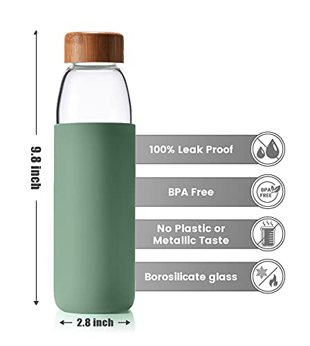 25oz Borosilicate Glass Water Bottle with Bamboo Lid