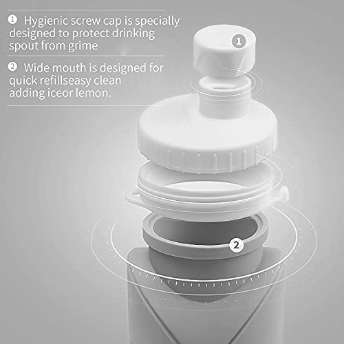 Collapsible Leakproof Reusable Silicone Water Bottle 20oz Grey