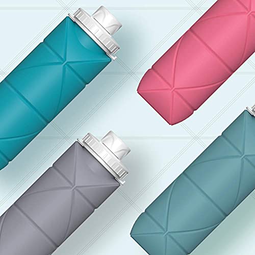 Collapsible Leakproof Reusable Silicone Water Bottle 20oz Grey