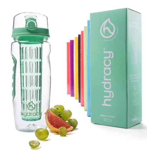 Hydracy 32 oz Fruit Infuser Water Bottle - Aqua Green