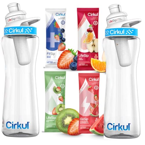 Cirkul 22 oz Water Bottle Kit with 2 Flavors - 2-Pack Bundle