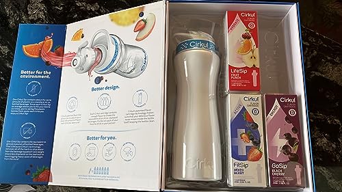 Cirkul 22oz Steel Water Bottle + 3 Flavor Cartridges