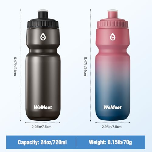 WEMEET 2-Pack Squeeze Water Bottles - BPA Free