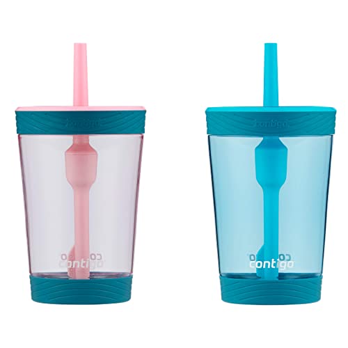 Contigo Kids Tumbler, 14oz, Straw, BPA-Free, 2-Pack, Strawberry Cream & Blue Raspberry