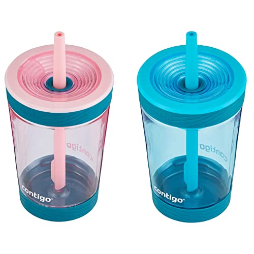 Contigo Kids Tumbler, 14oz, Straw, BPA-Free, 2-Pack, Strawberry Cream & Blue Raspberry
