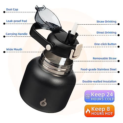 20oz Insulated Water Bottle with Straw, Cute Handle