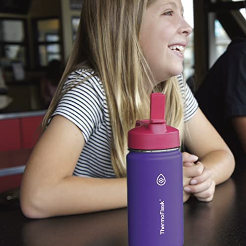 ThermoFlask Steel Kids Water Bottle with Straw Lid, 2-pack