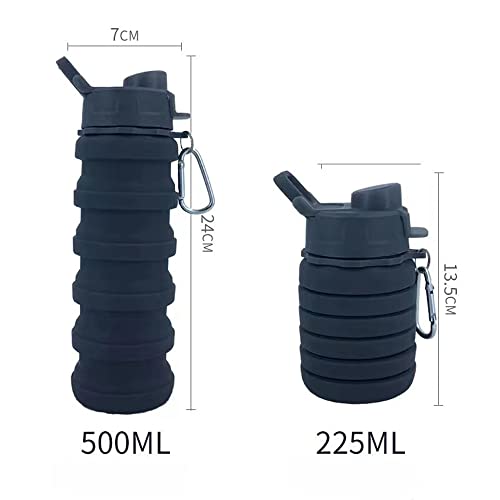 Konlongzan Collapsible Water Bottles 3-Pack Silicone Carabiner+BPA Free