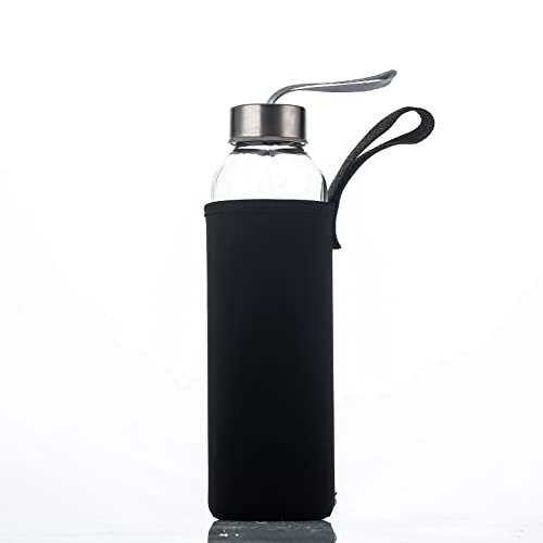 SureSave Glass Water Bottles | Stainless Steel Lids | Sleeves (12 Pack)