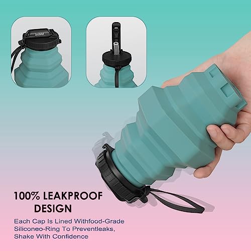 Collapsible Silicone Water Bottle - BPA Free - 500ml