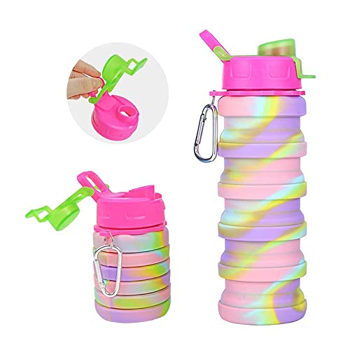 Konlongzan Collapsible Water Bottles 3-Pack Silicone Carabiner+BPA Free