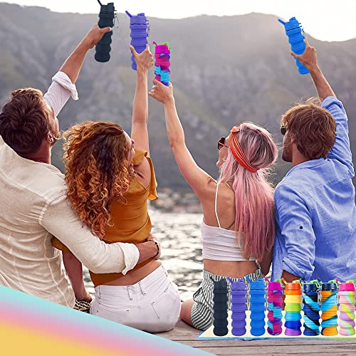 Konlongzan Collapsible Water Bottles 3-Pack Silicone Carabiner+BPA Free