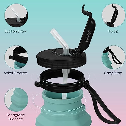 Collapsible Silicone Water Bottle - BPA Free - 500ml