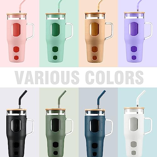 32oz Glass Tumbler with Lid, Straw & Handle - Time Marker