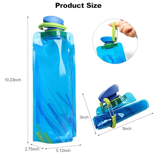Set of 3 Large Foldable Water Bottles - Black, Blue, White