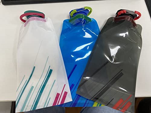 Set of 3 Large Foldable Water Bottles - Black, Blue, White