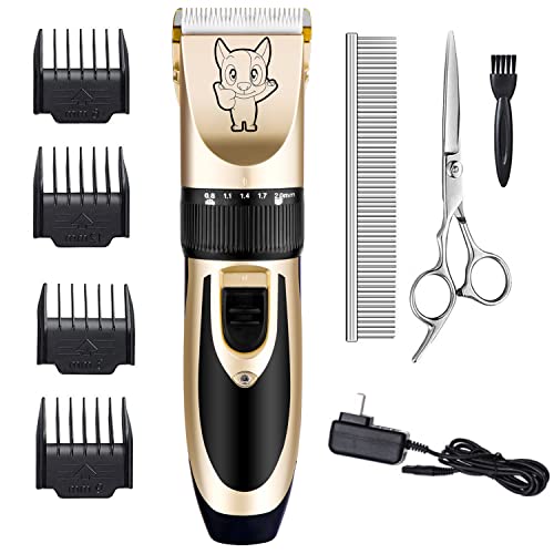 Quiet Rechargeable Electric Clippers for Thick Coats (Gold)