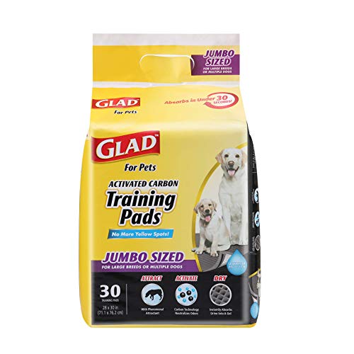 Glad for Pets JUMBO Charcoal Puppy Pads | Absorbent & Odor-Neutralizing | 30 Count