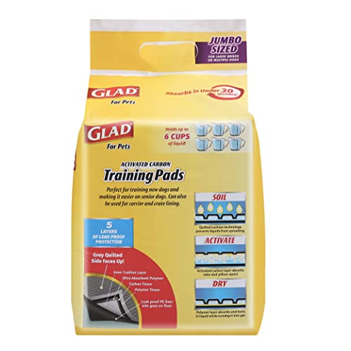Glad for Pets JUMBO Charcoal Puppy Pads | Absorbent & Odor-Neutralizing | 30 Count