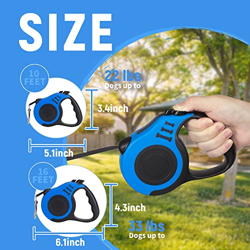 Durable Retractable Dog Leash for Small/Medium Dogs - Blue