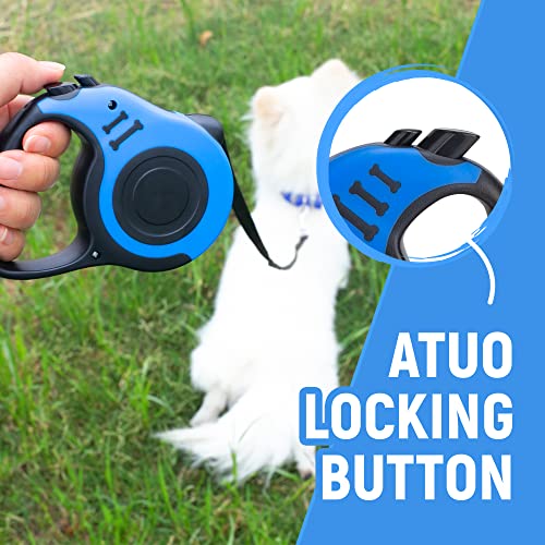 Durable Retractable Dog Leash for Small/Medium Dogs - Blue