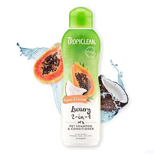 TropiClean Papaya & Coconut Dog Shampoo & Conditioner | Natural Ingredients | Cat Friendly