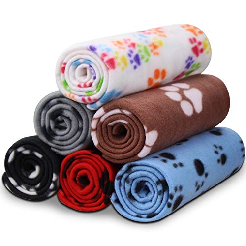 6 Pack of 24x28 Inches Paw Print Blanket