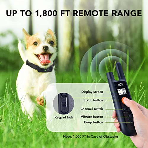 1800FT Remote Dog Training Collar - Bark, Beep, Vibration