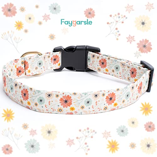 Flower Charms Cotton Designer Dog Collars for Girls